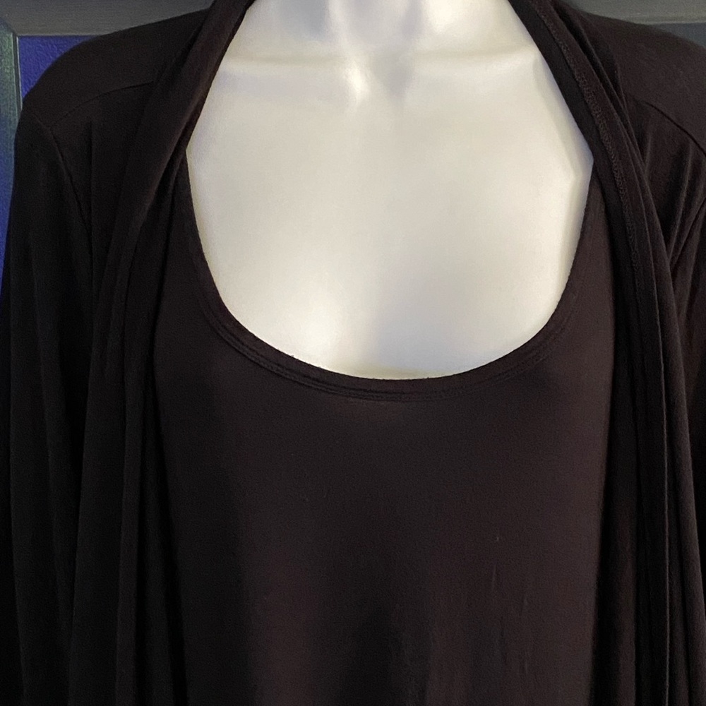 Soma Lounge Wear Stretchy Flowy Top L Black Layered Modest Lagenlook Minimalist - Picture 6 of 8